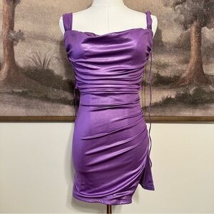 Lucy in the Sky Radiant Purple Ruched Mini Dress